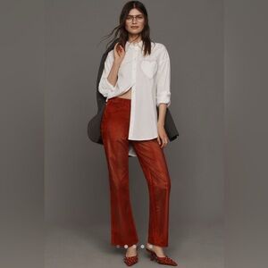 Pilcro The Annie Flocked High-Rise Straight-Leg Jeans